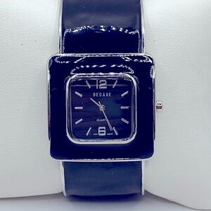 Working! Decade Chunky Enamel Cuff Bracelet Watch